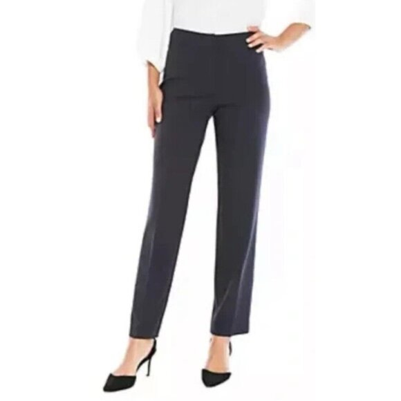 Zara Darkest Navy Blue Dress Pants XS Stretch Flat Front Career Straight Leg NEW - Picture 1 of 13